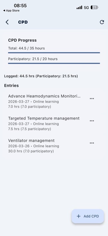 CPD log screen